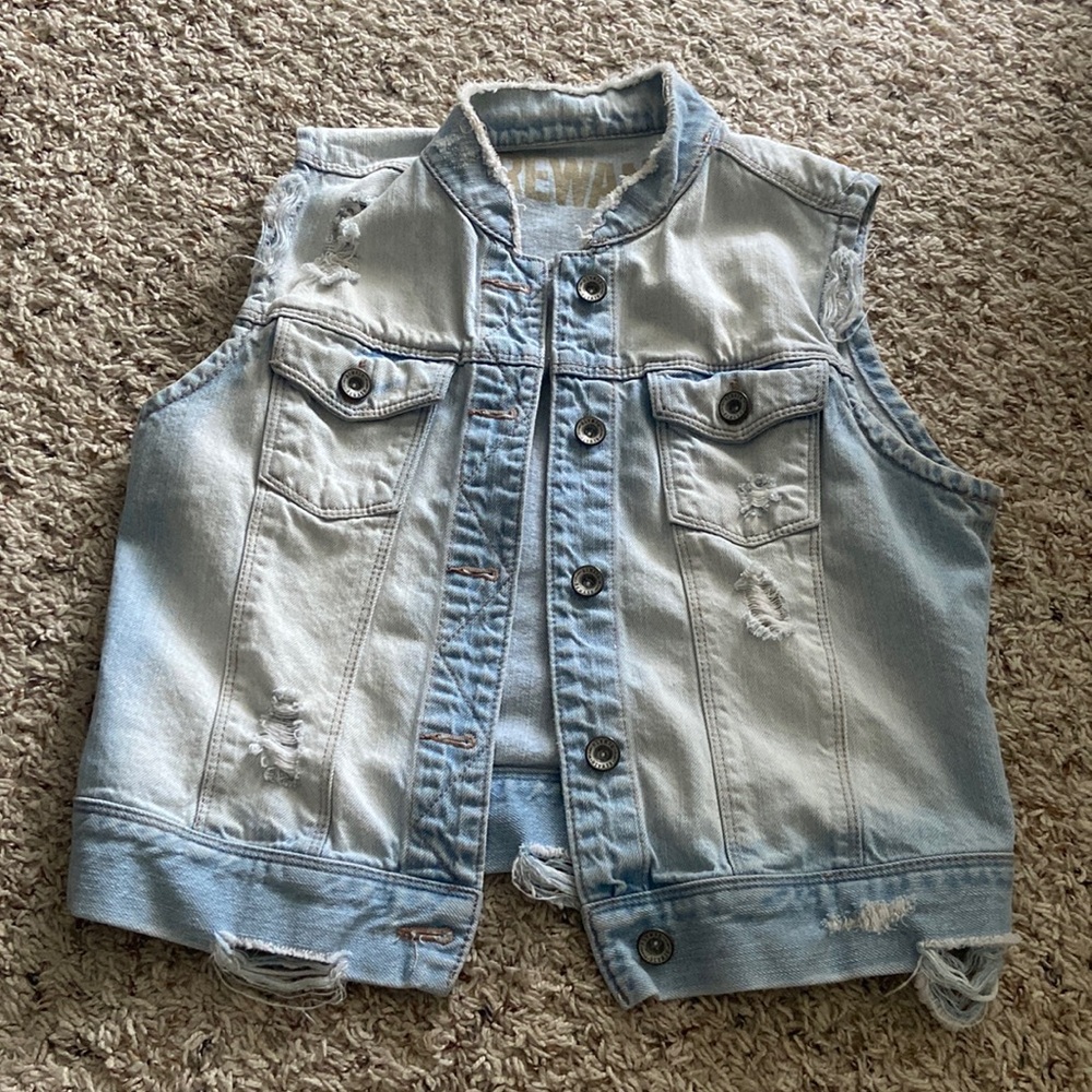 Denim vest sleeveless jacket Rewash